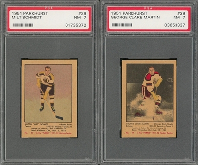 1951/52 Parkhurst Hockey PSA NM 7 Pair (2 Different)